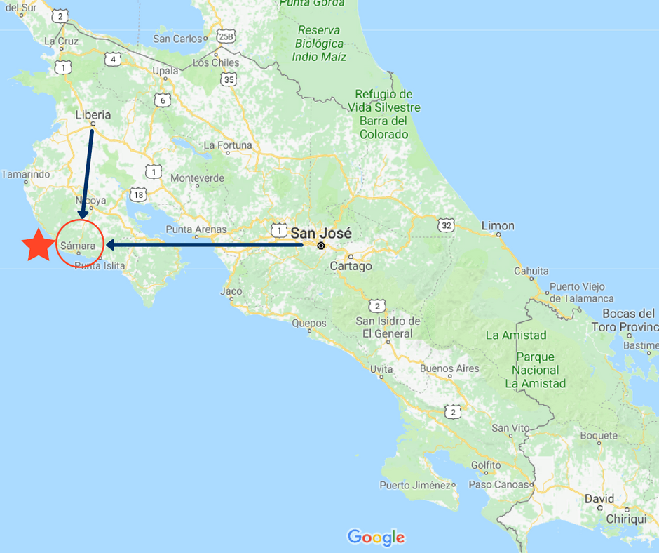 Costa Rica Samara Karte